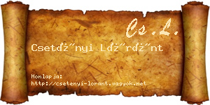 Csetényi Lóránt névjegykártya